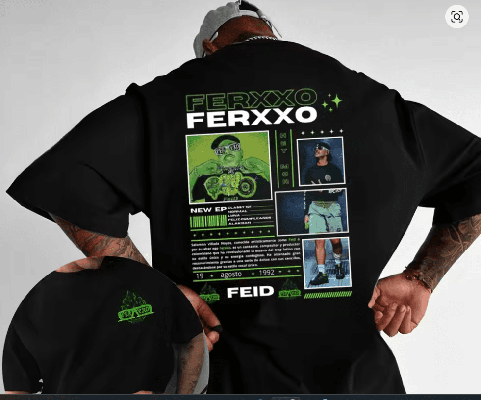 2025 Summer Rapper Feid Ferxxo Men's Cotton Fashion Hip-hop T-shirt Casual and Comfortable Short-sleeved T-shirt Street Wear